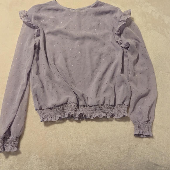 ✨5/$20✨ H&M Girl's Long Sleeve Purple Sequence Blouse Top - Picture 8 of 14